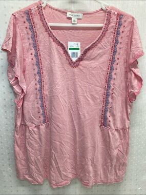 Vintage America Pink Embroidered “Gemma” Top NWT Soft Boho